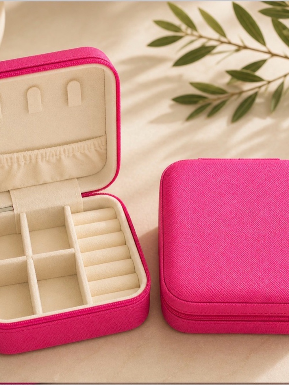 Hot Pink Travel Jewelry Case